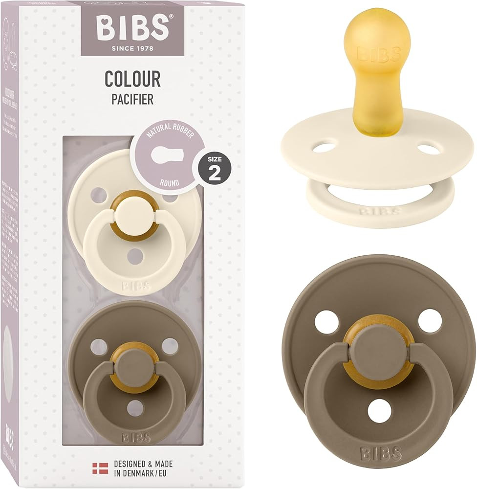 Bibs Colour Pacifier 2-Pack | BPA Free Soother, Round Nipple. Natural Rubber Latex, | Amazon (US)