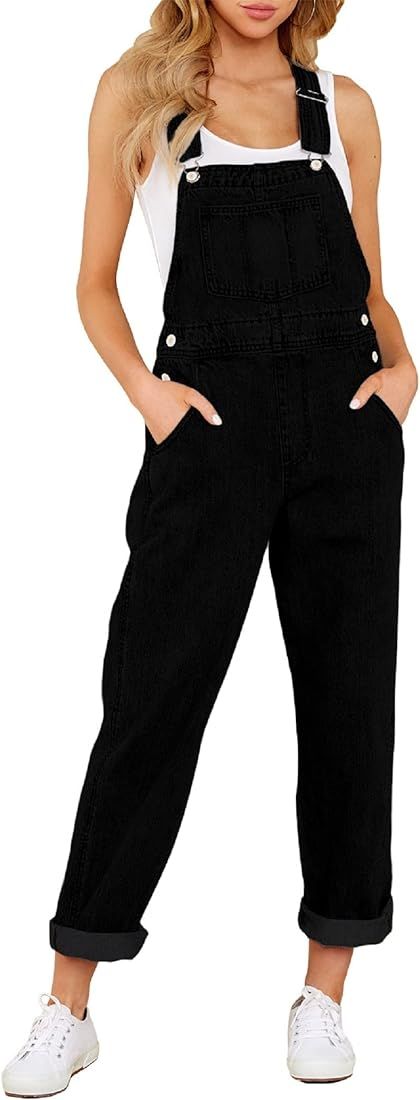 GRAPENT Overalls for Women Loose Fit Jean Denim Bib Jumpsuit Stretch Overall Pants | Amazon (US)