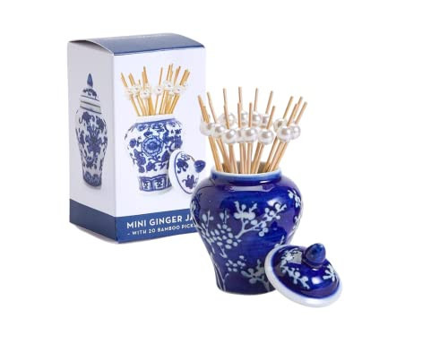 Two's Company Bamboo and Rose Mini Ginger Jar with 20 Bamboo Picks in Gift Box Assorted 3 | Amazon (US)
