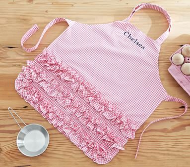 Pink Ruffle Gingham Apron | Pottery Barn Kids