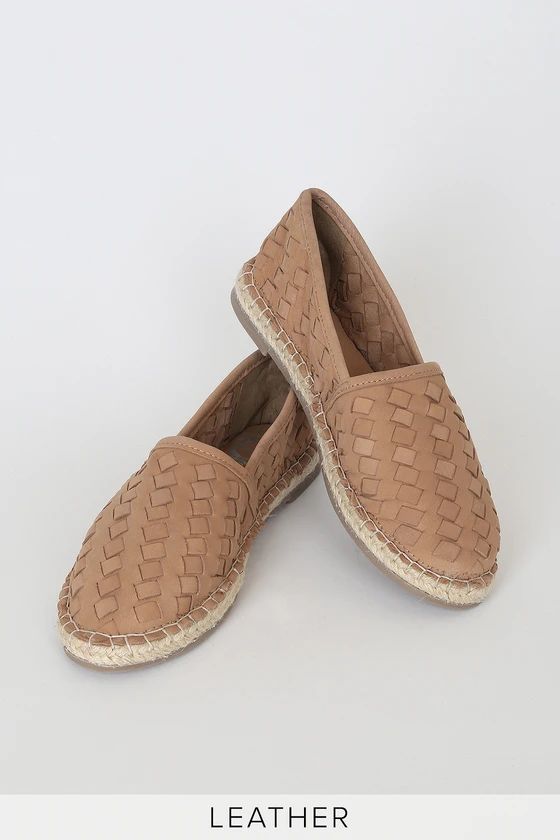 Hayleigh Nude Suede Leather Woven Espadrille Flats | Lulus (US)