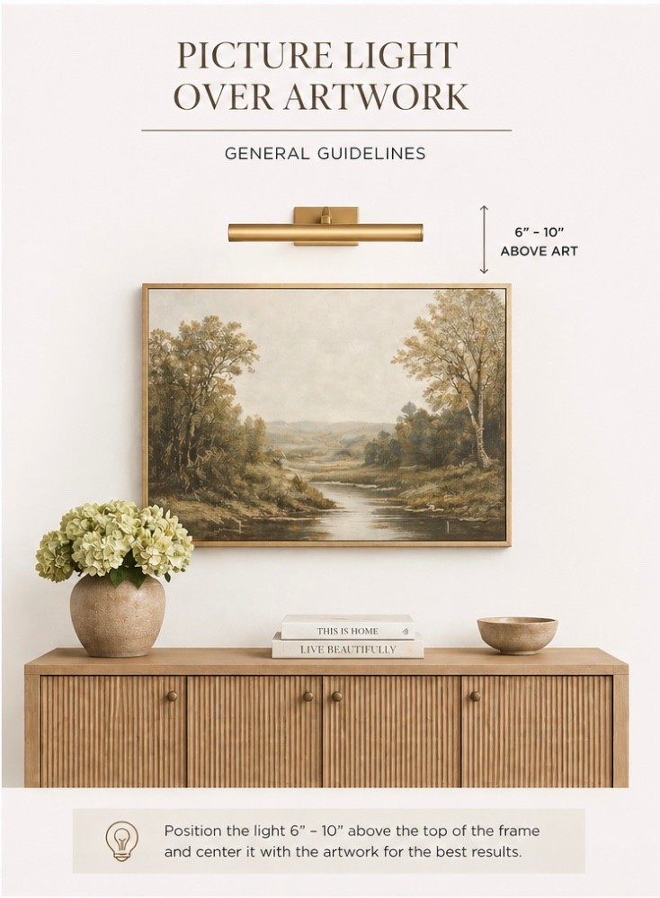 Console table styling, sideboard styling, landscape artwork, art print, picture light sconce

#LTKSaleAlert #LTKHome