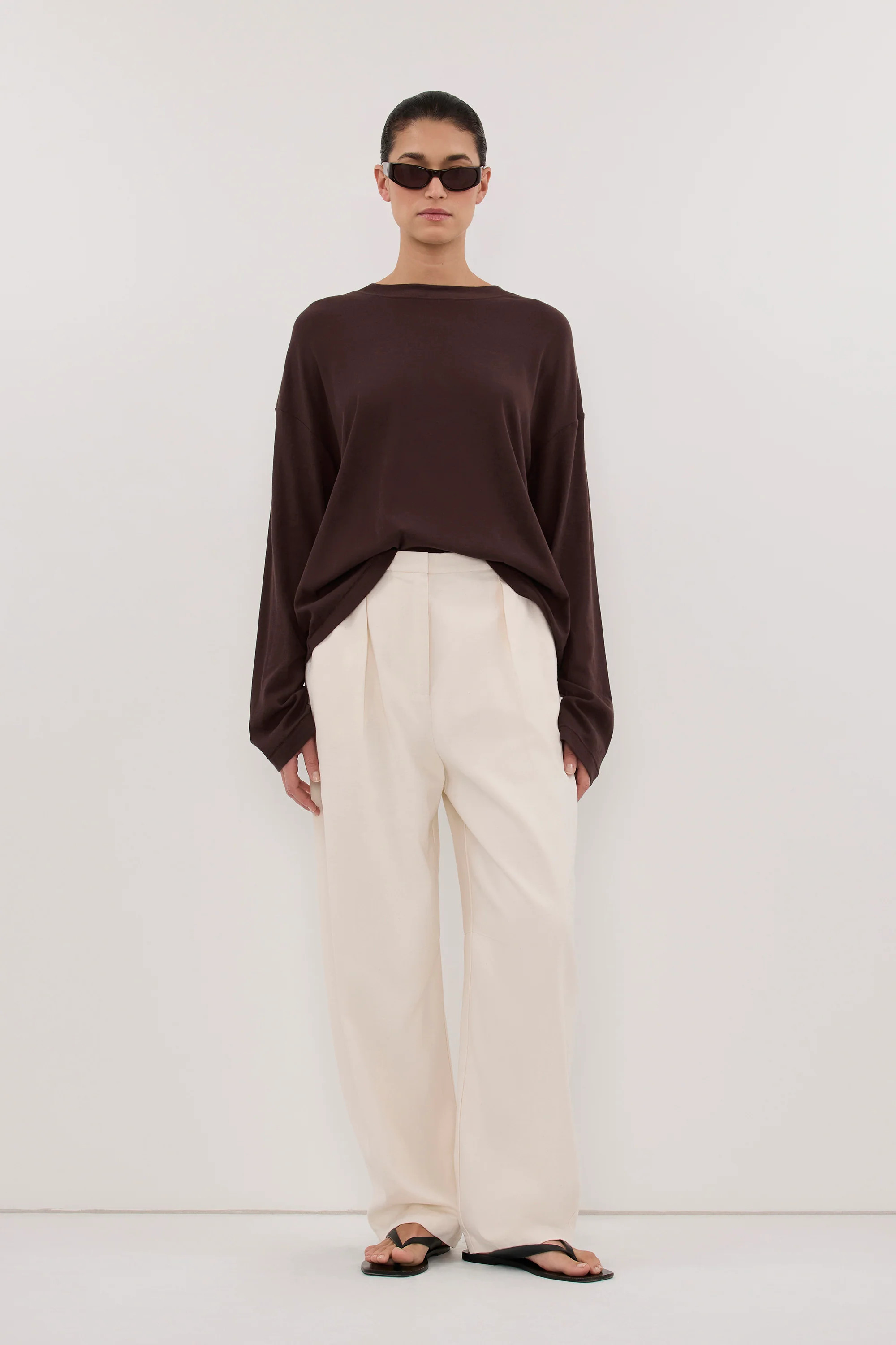 SLOANE CHOC SLEEVED CREW NECK KNIT | DISSH