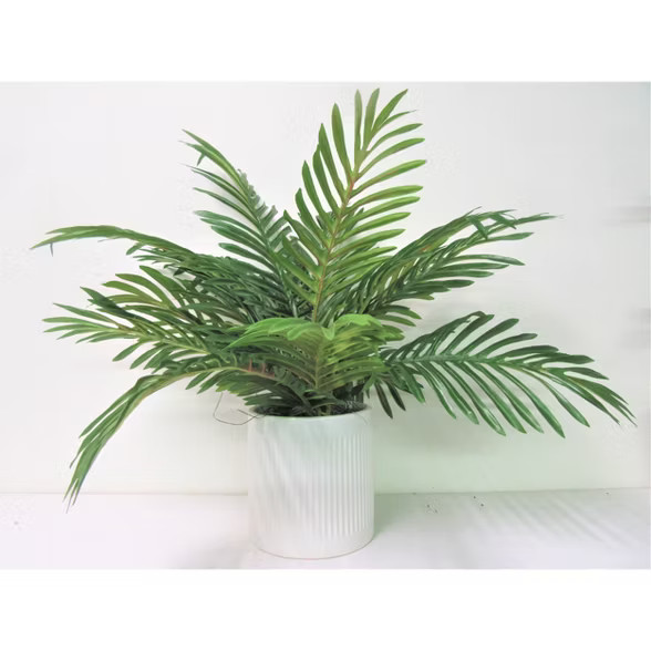19" x 18" Artificial Phoenix Palm Plant in Ceramic Pot White - LCG Florals | Target