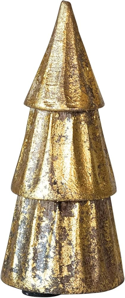 Creative Co-Op Compact Carved Mango Wood Tree, Rubbed Gold Foil Finish | Amazon (US)