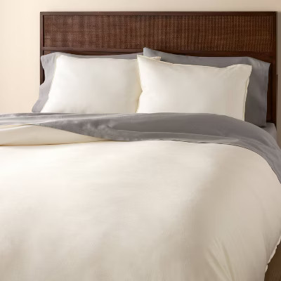 3pc King Solid Duvet Cover Set Sour Cream - Hearth & Hand™ with Magnolia | Target
