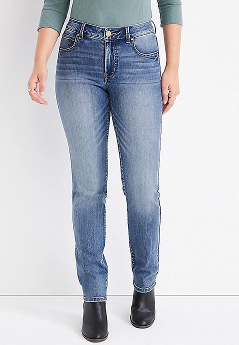 m jeans by maurices™ Everflex™ Straight Mid Rise Jean | Maurices