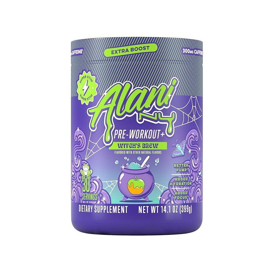 Alani Nu Pre Workout+ Powder Witches Brew, Extra Boost, Sugar Free, 300mg Caffeine, L-Theanine, B... | Amazon (US)