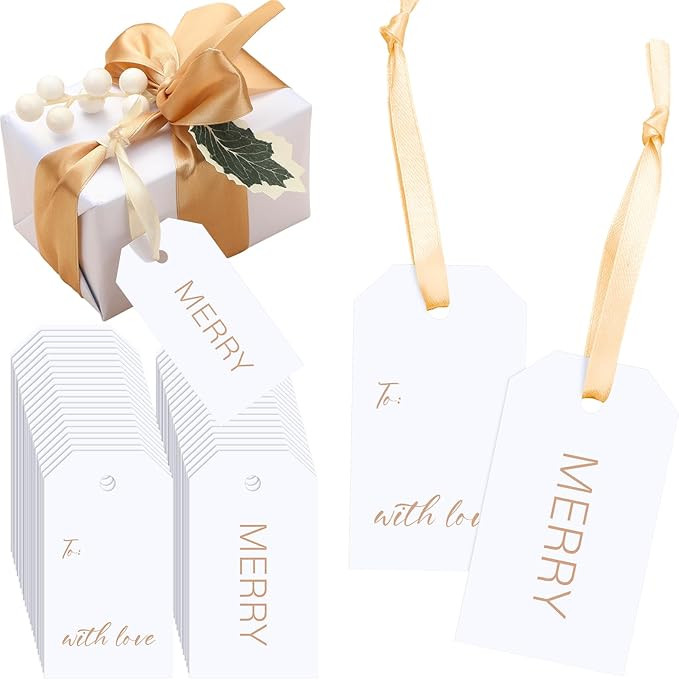 60 Pcs Christmas Holiday Letterpress Gift Tags Paper Labels Gift Wrapping Tags Crafts Party Gift ... | Amazon (US)