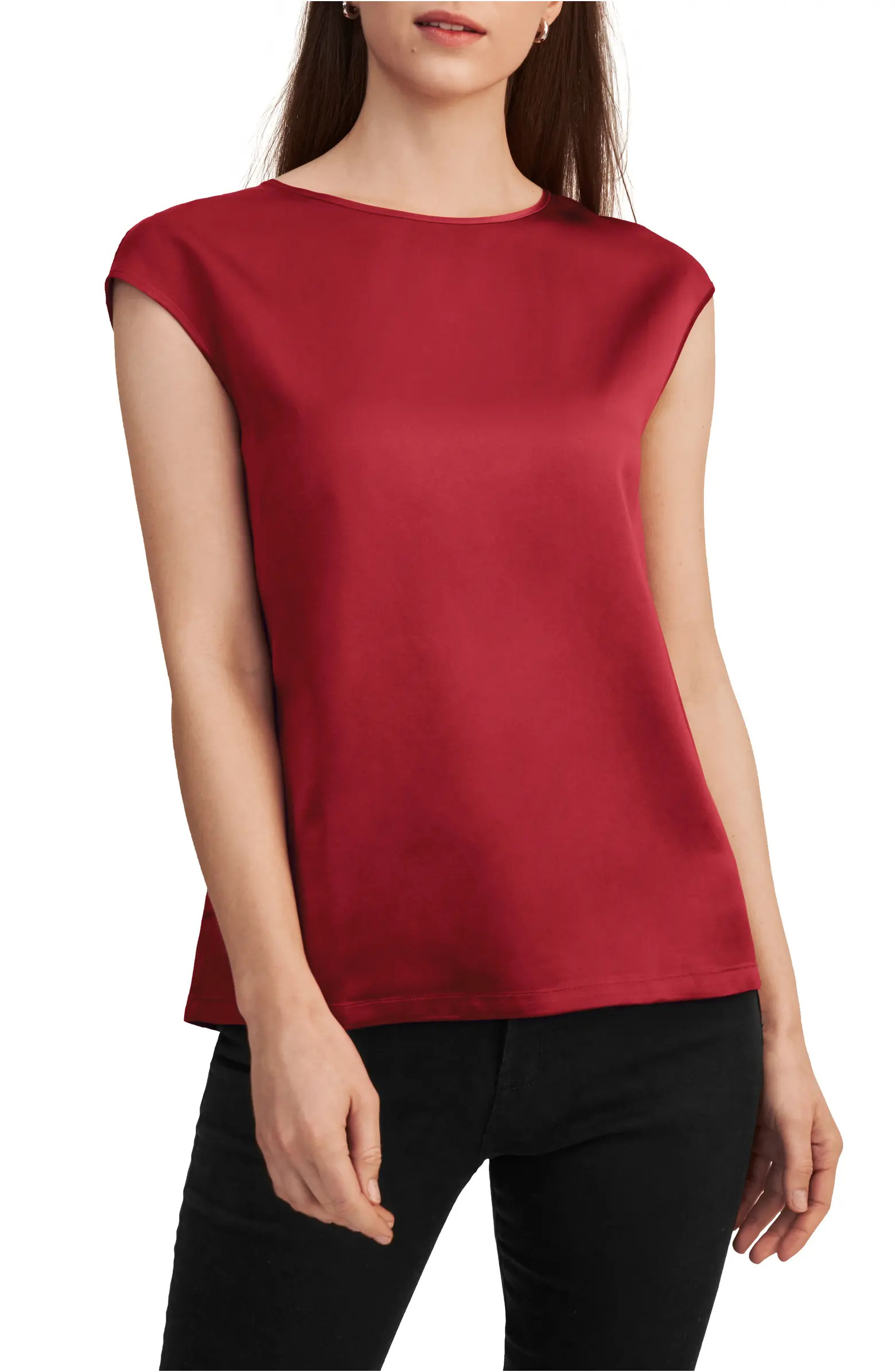 Basic Cap Sleeves Silk Tee | Nordstrom