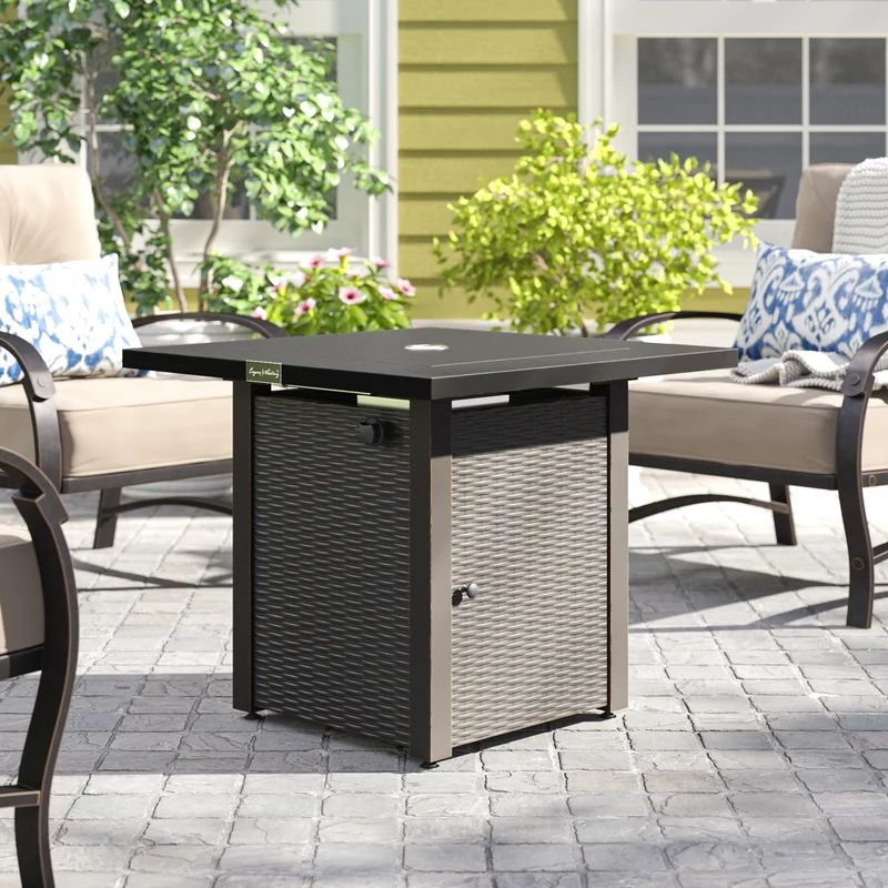 Priestley 24'' H x 28'' W Stainless Steel Propane Outdoor Fire Pit Table with Lid | Wayfair North America