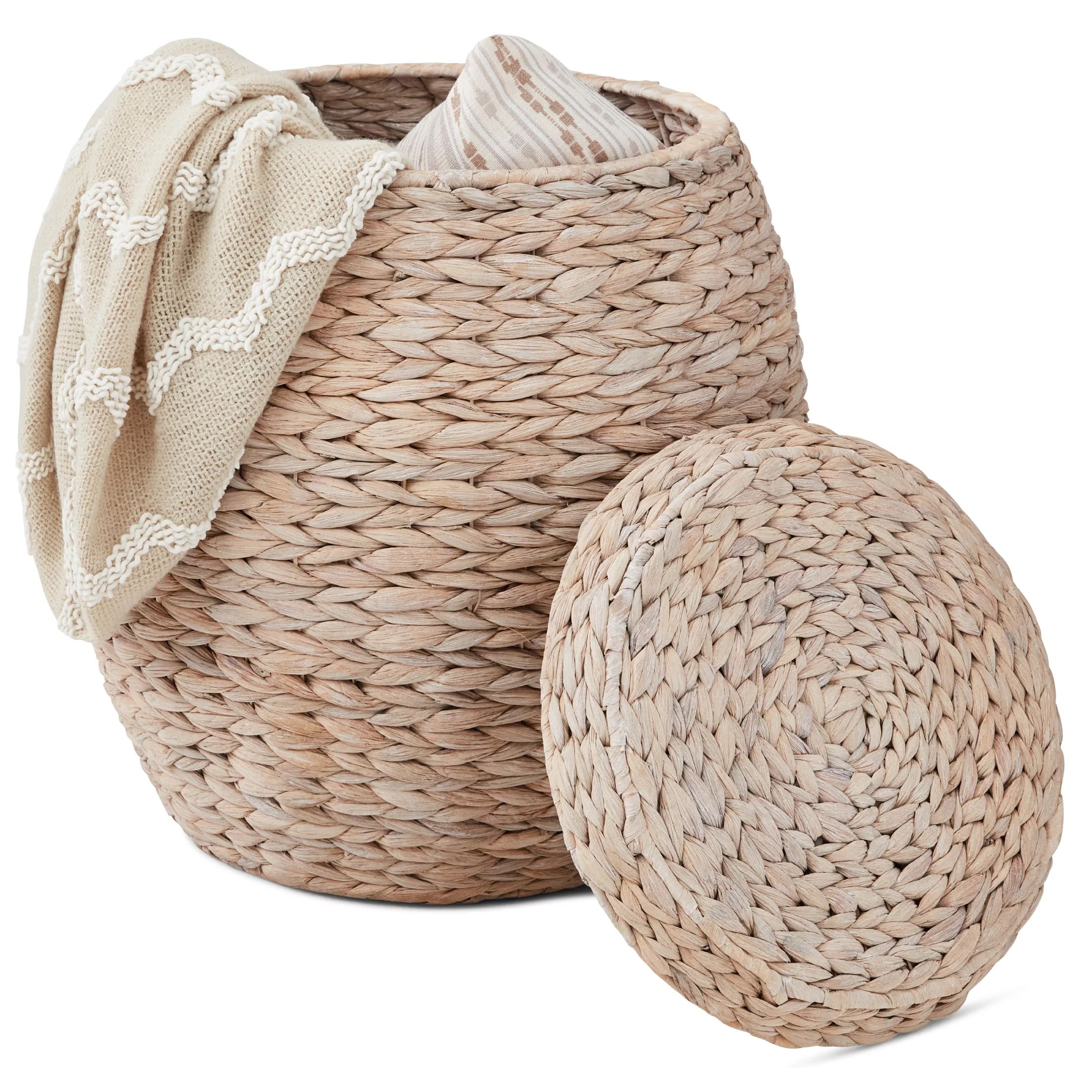 Best Choice Products Vintage Multipurpose Hyacinth Storage Organizer Tote Basket w/ Lid - Transpa... | Walmart (US)