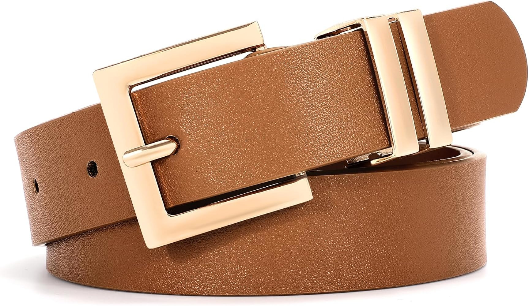 Women's Leather Belt for Jeans Pants Dresses Fashion Ladies Belt Square Gold/Silver Buckle Waist ... | Amazon (US)