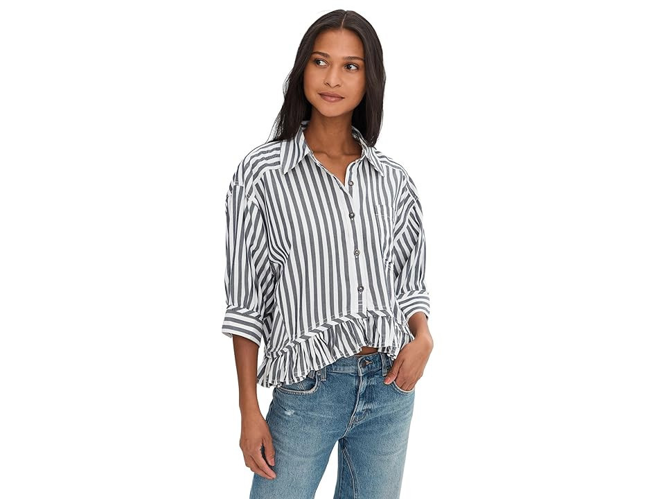 Free People We The Free Bailey Stripe Shirt Women's Clothing Nautical Navy Combo : LG (Women's 12-14), Cotton | Zappos