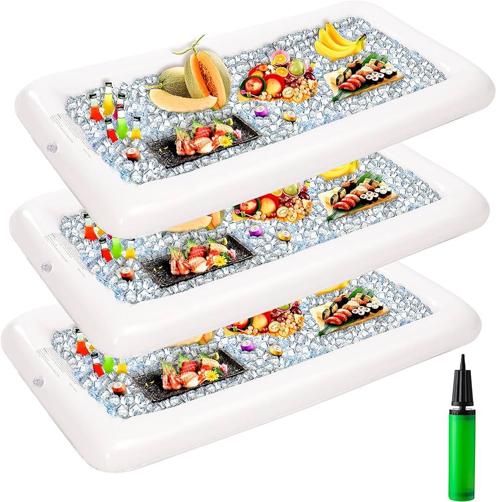 JOYIN 3-Pack Inflatable Serving Bars Cooler - Inflatable Cooler Ice Buffet Salad Serving Trays wi... | Amazon (US)