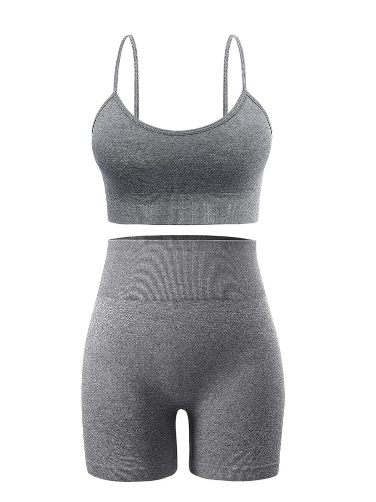 Workout Sets for Women 2 Piece Outfits Gym Shorts Women High Waisted with Adjustable Padded Sport... | Amazon (US)