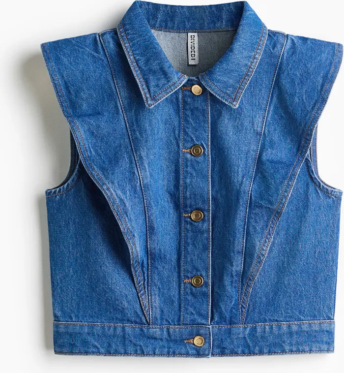 H&M Flounce-trimmed Denim Waistcoat | Nordstrom | Nordstrom