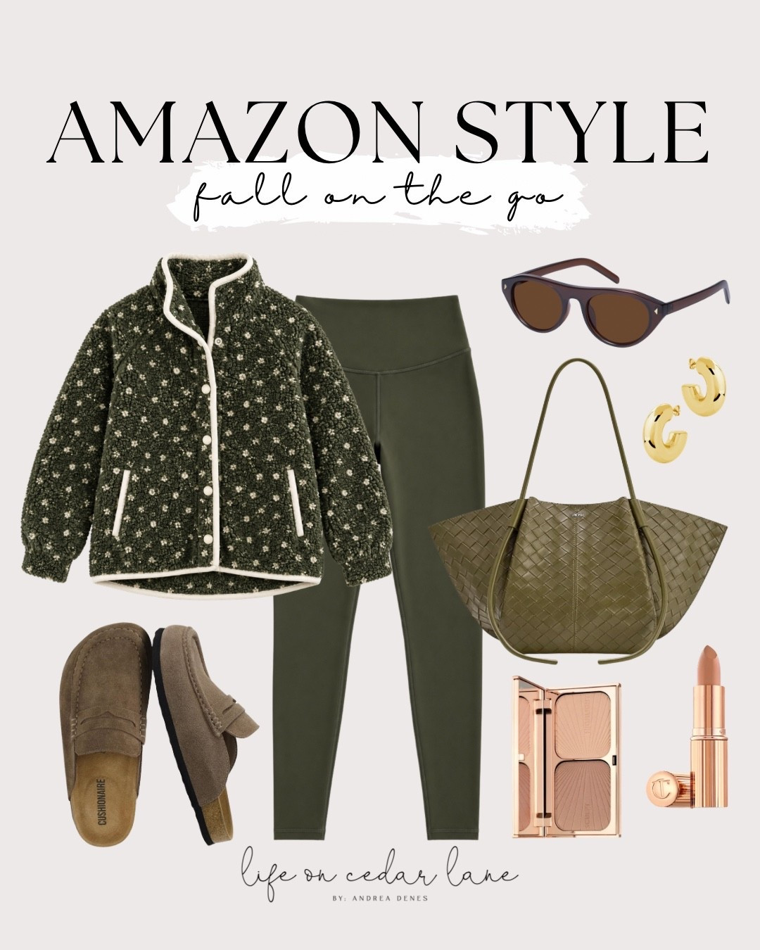 Fall essentials on the go! Cozy chic outfit with stylish accessories. #fallstyle #amazonstyle