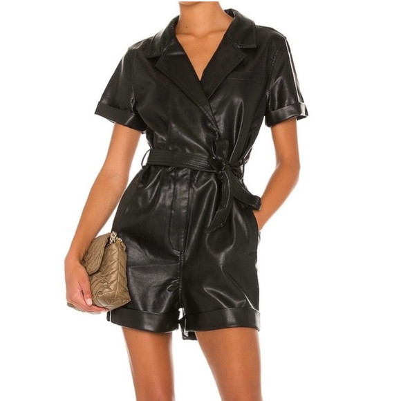 Free People Black Leather Romper | Poshmark