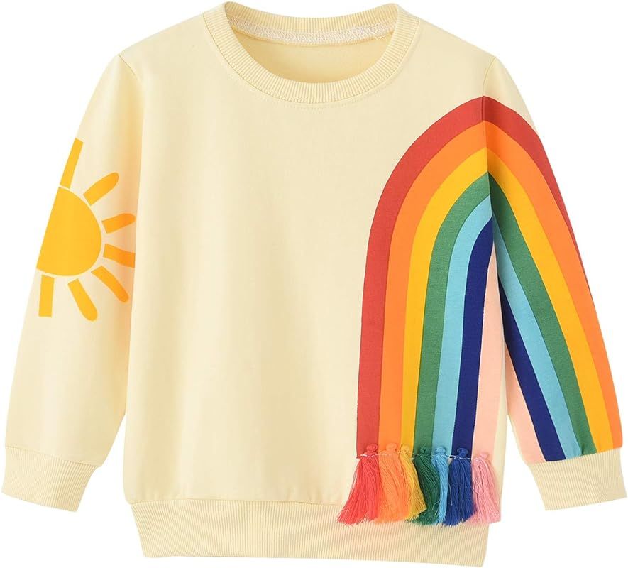 Baby Girl Rainbow Sweatshirt for Girls Long Sleeve Shirt 18 Months-6 Years | Amazon (US)