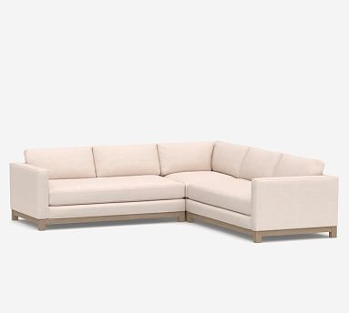 Jake Upholstered 3-Piece Sectional with Wood Base | Pottery Barn (US)