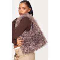 Brown Faux Fur Large Tote Bag | PrettyLittleThing US