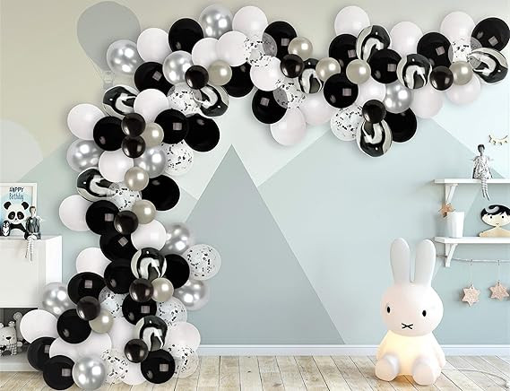 2021 Graduation Decorations Balloon Garland Kit Silver Black White Balloons Arch for Birthday Bac... | Amazon (US)