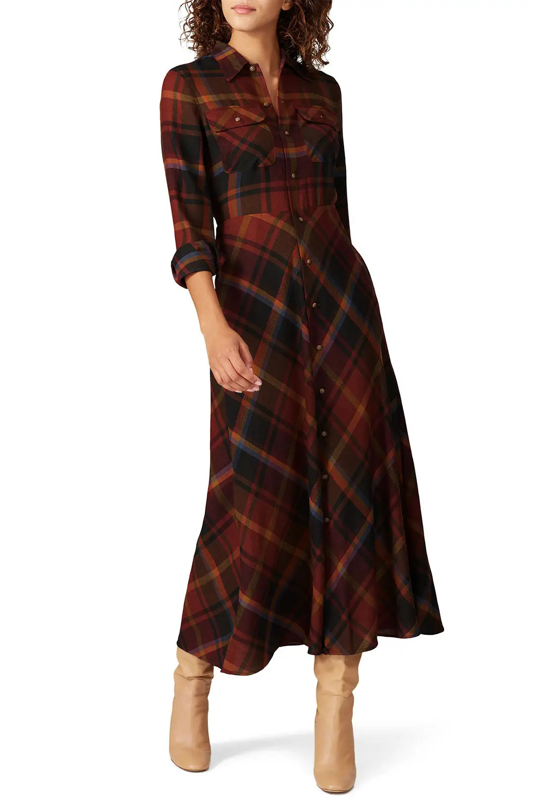 Long Plaid Shirt Dress | Rent The Runway
