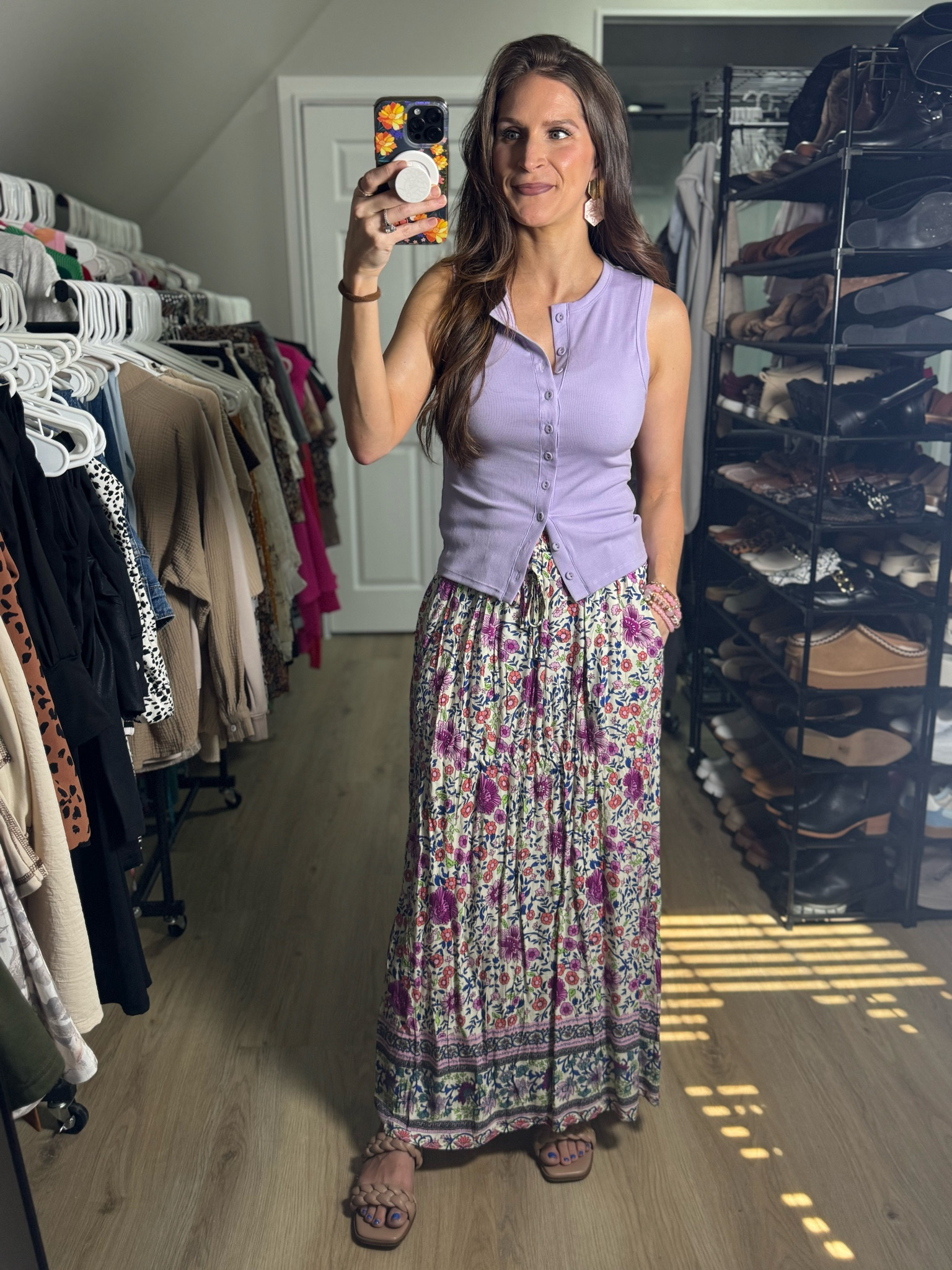 Wearing a small button down tank & maxi skirt  

#LTKgrwm #LTKootd #LTKdayinmylife