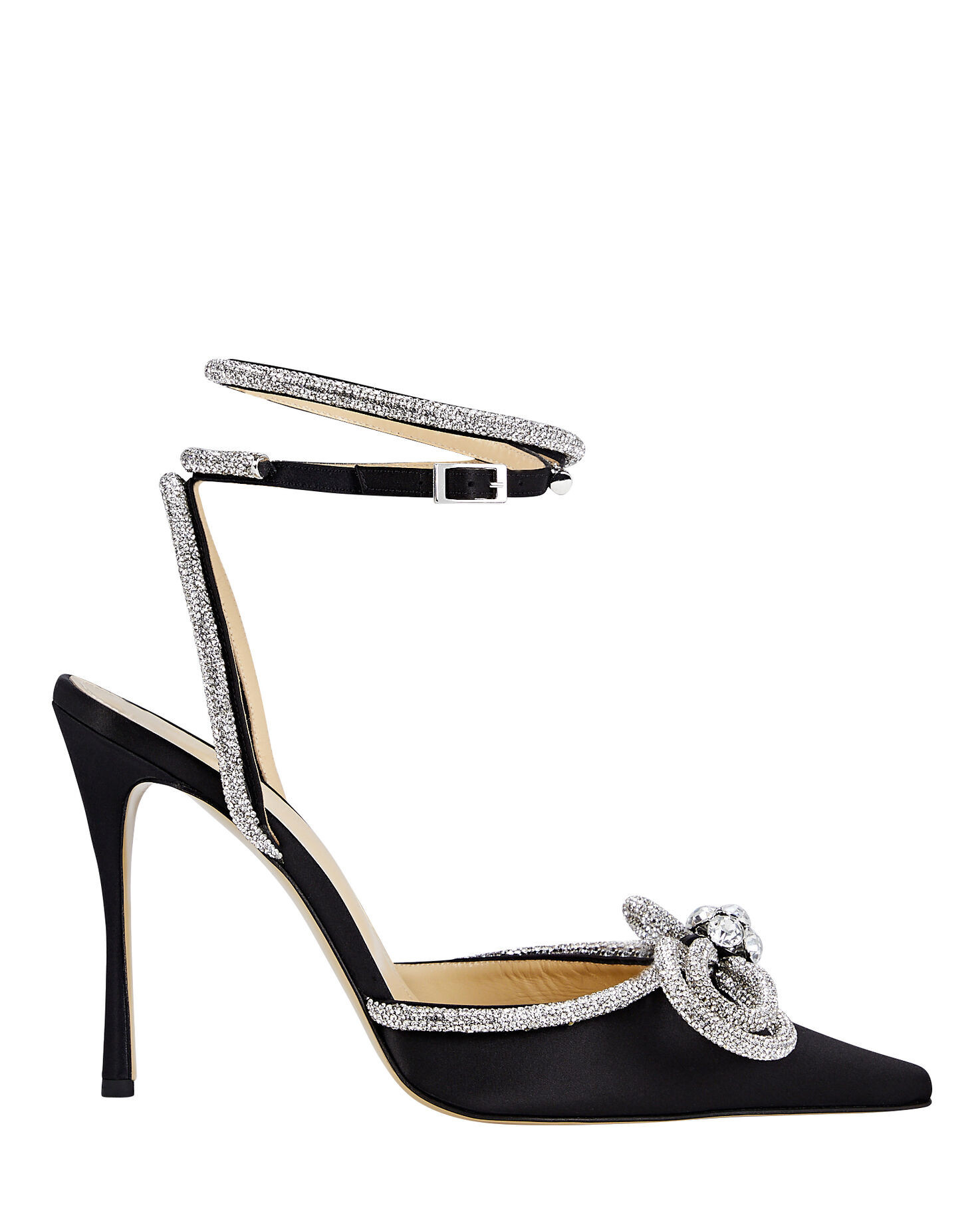 Double Bow Crystal-Embellished Satin Pumps | INTERMIX