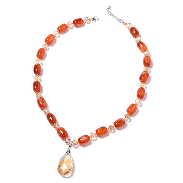 Shop LC Delivering Joy Cubic Zircon CZ Iron Pear Champagne Glass Beads Necklace for Women Girls 2... | Amazon (US)