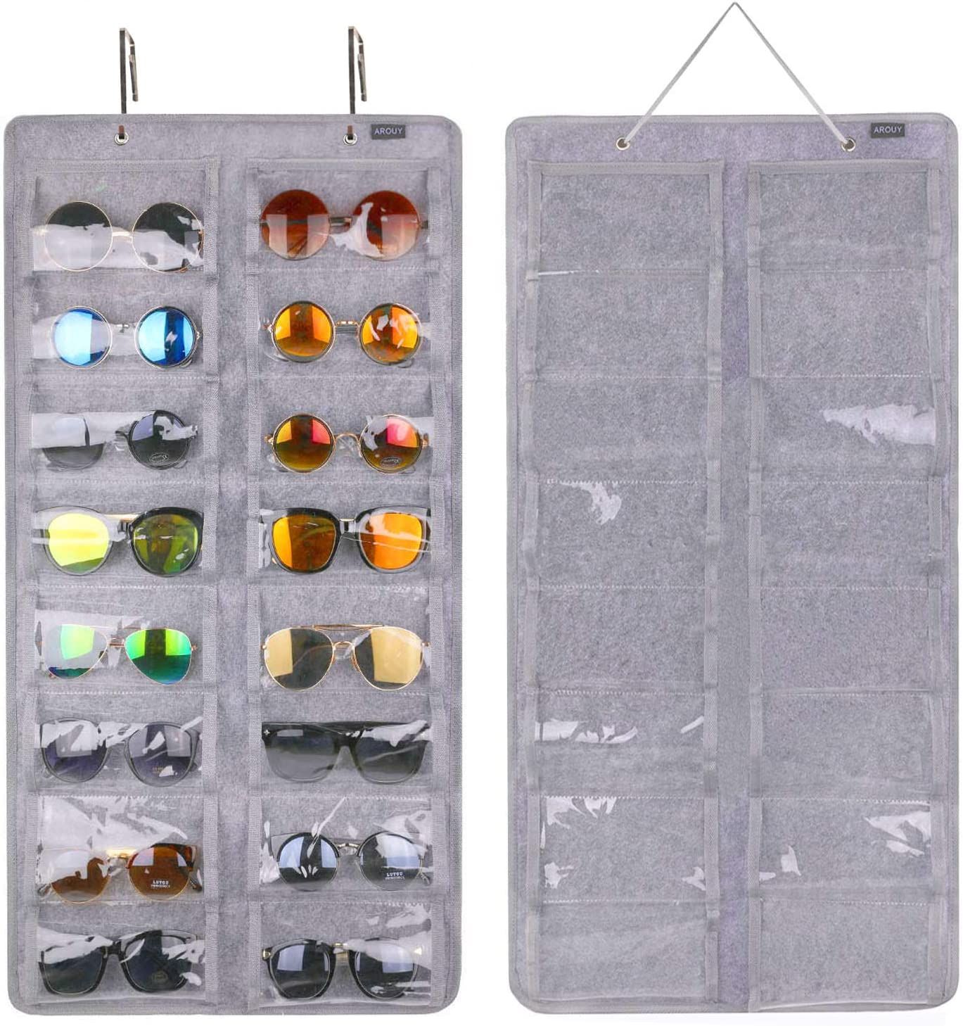 AROUY Sunglasses Organizer Storage, Hanging Dust Proof Wall Pocket Glasses Organizer - 16 Felt Sl... | Amazon (US)