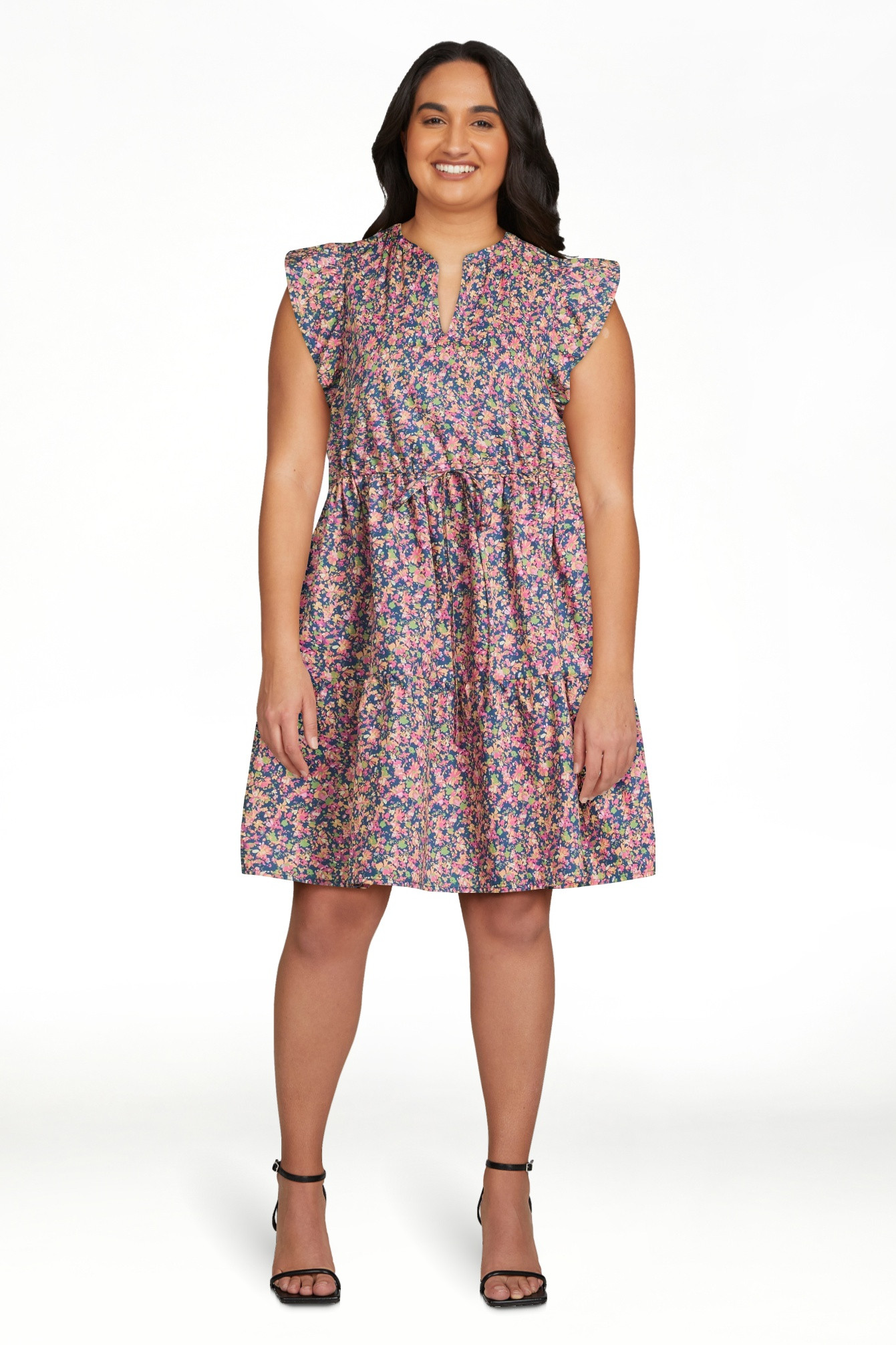 Time and Tru Women's and Women's Plus Mini Dress with Flutter Sleeves, Sizes XS-4X | Walmart (US)