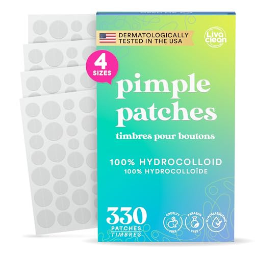 LivaClean 330 CT Pimple Patches for Face - 100% Hydrocolloid Acne Patches - Four Sizes - Acne Dots Zit Stickers - Hydrocolloid Patch Pimple Patch Invisible - Blemish Patches | Amazon (US)