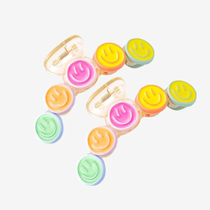 AACKS Colorful Y2K Hair Claws, Jaw Clamps and Clips - Smile Face Accessories for Girls' Summer Be... | Amazon (US)