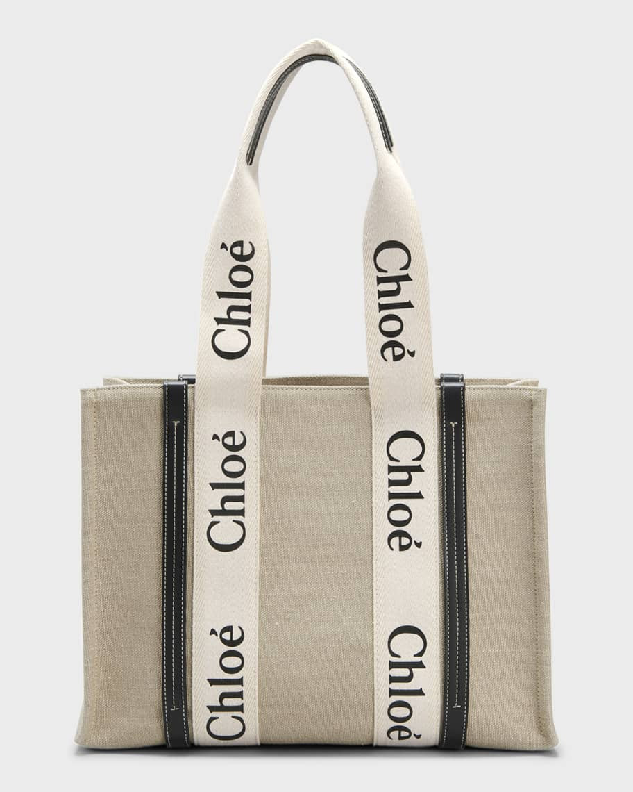Chloe Woody Medium Tote Bag in Linen | Neiman Marcus