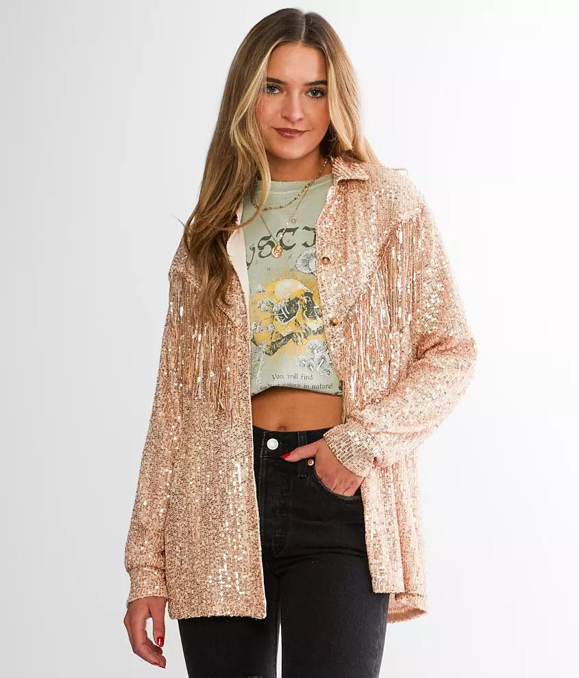 Blue B Sequin Fringe Jacket | Buckle