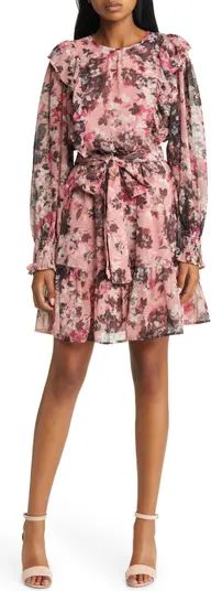 Rachel Parcell Floral Print Ruffle Chiffon Blouson Dress | Nordstrom | Nordstrom