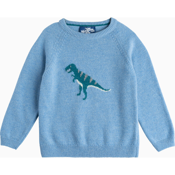 Dominic Dinosaur Sweater, Blue Marl | Maisonette