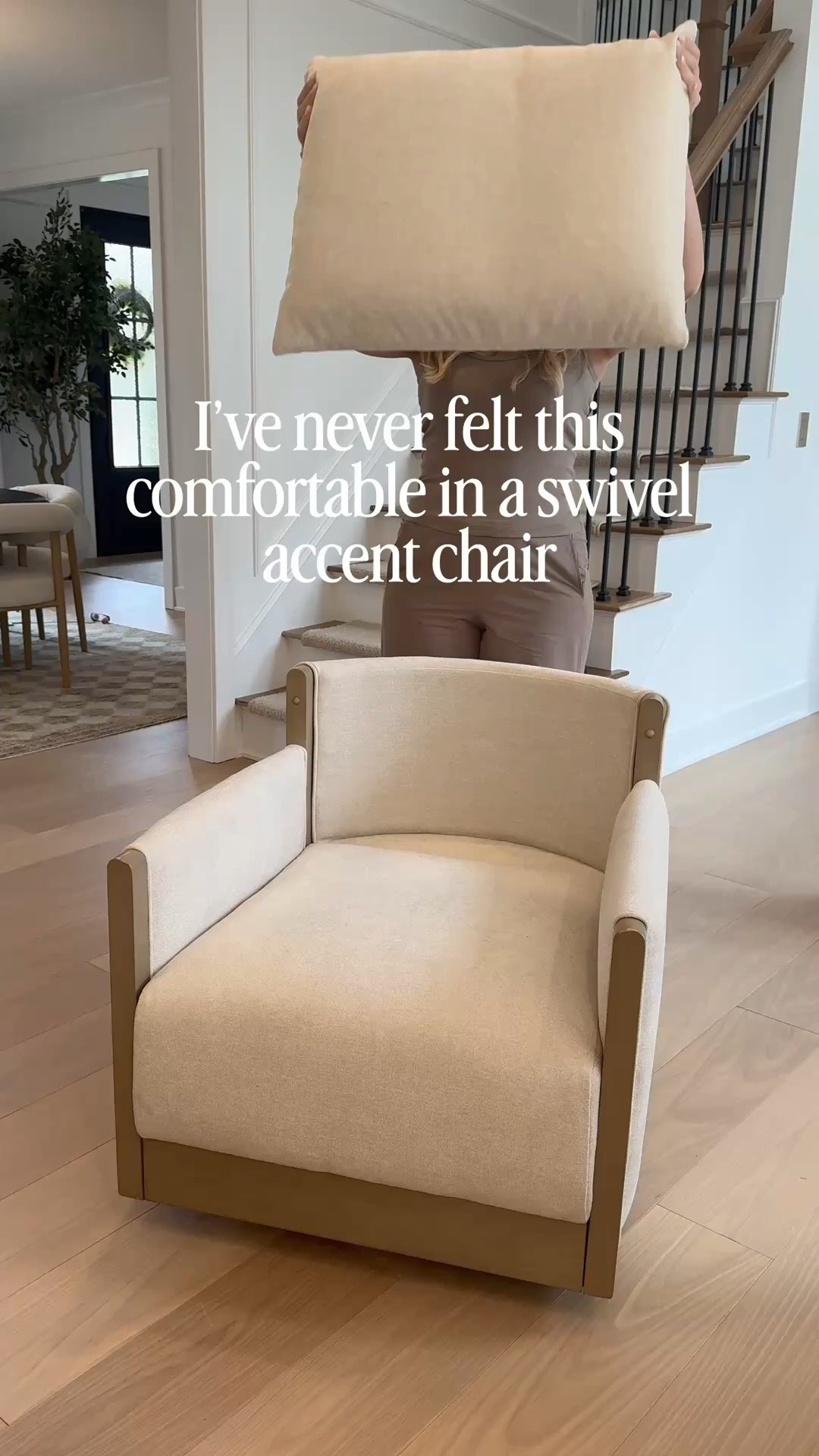 Comfortable swivel accent chair. Line fabric, deep seat. 

#LTKSaleAlert #LTKHome