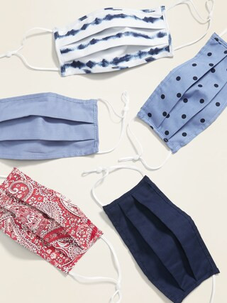 Variety 5-Pack of Triple-Layer Cloth Face Masks for Adults (with Ear Adjusters) | Old Navy (US)