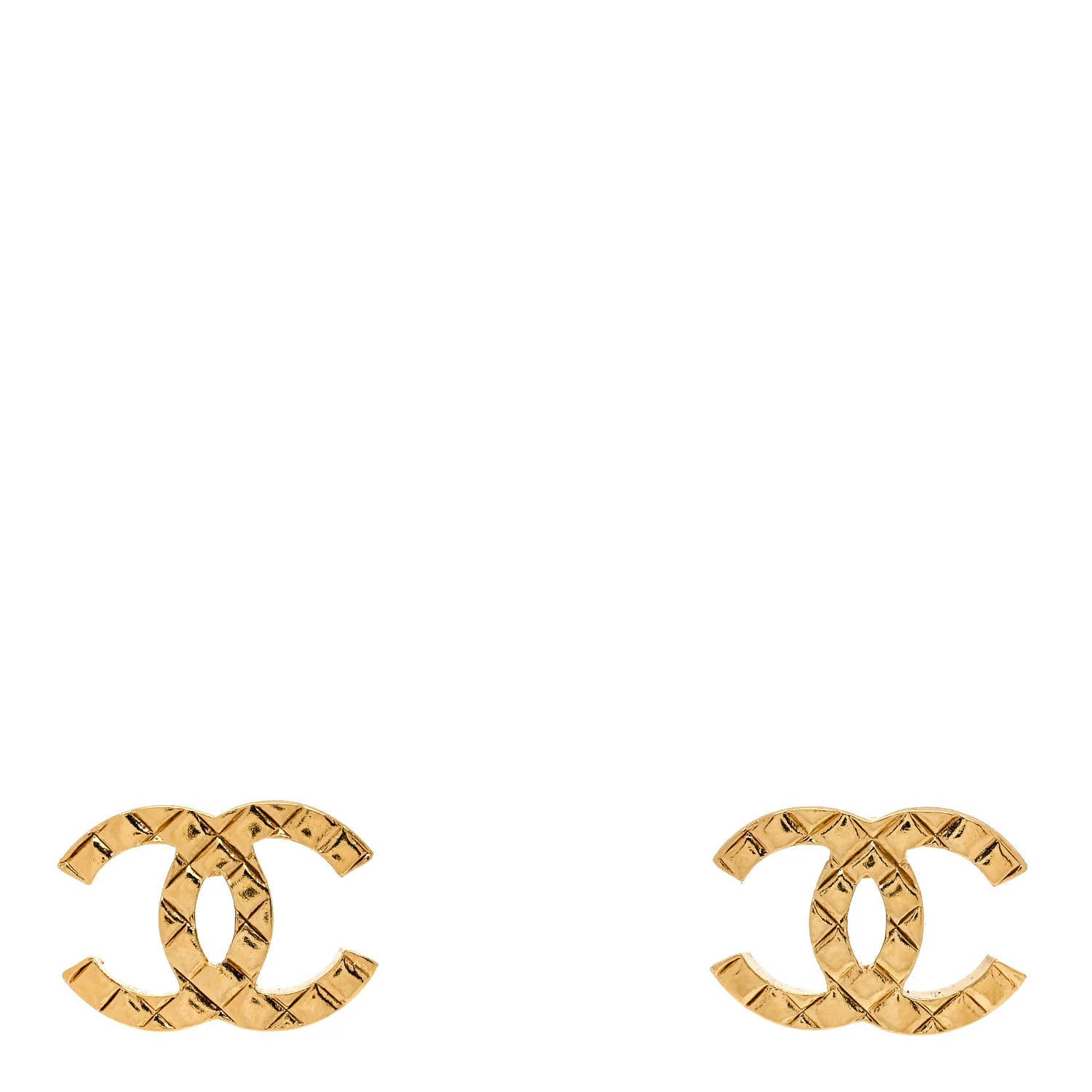 Metal Textured CC Earrings Gold | FASHIONPHILE (US)