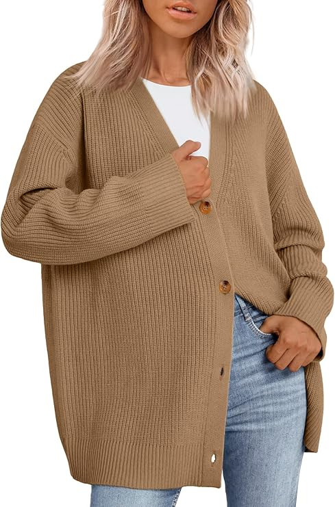 LILLUSORY Women Oversized Cardigan Sweater Fall Outfits Cloth Fashion V Neck Knit Button Front Ca... | Amazon (US)