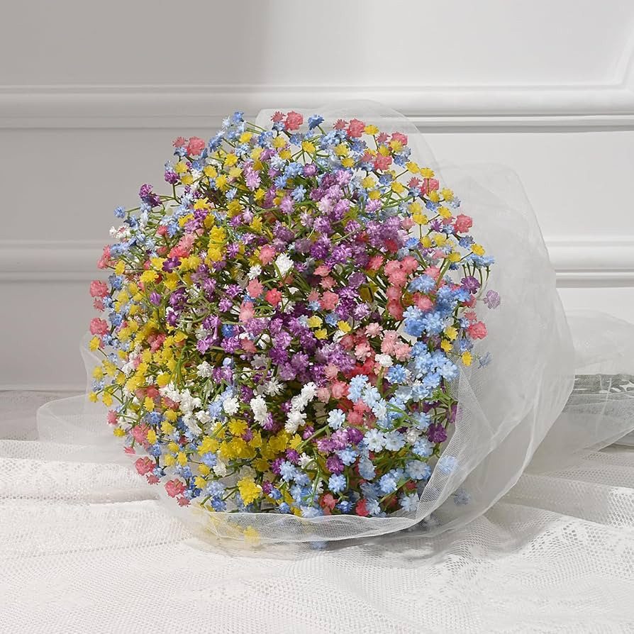 Dolicer 15 Pcs Babys Breath Artificial Flowers, Mix Color Long Stem Baby Breath Flowers Artificia... | Amazon (US)