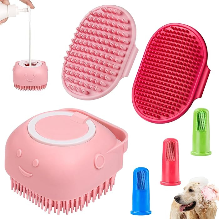 Comotech 6PCS Dog Bath Brush & Dog Toothbrush | Adjustable Handle Shampoo Brush & Scrubber for Sh... | Amazon (US)