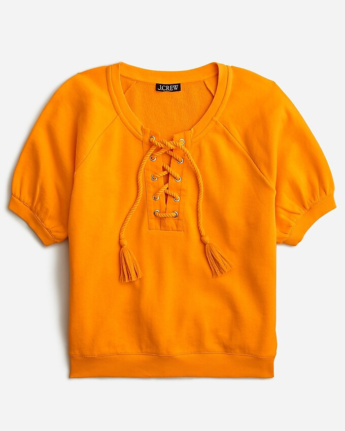 University terry short-sleeve lace-up shirt | J. Crew US