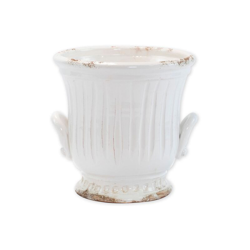 9" Rustic Garden Handled Outdoor Cachepot, White | One Kings Lane