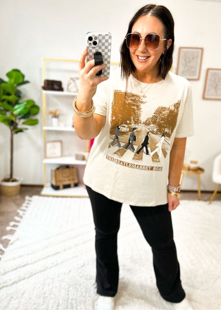 New graphic tees for $9.98!  You know I love Walmart’s graphic tees!  New Beatles tee. Wearing an xl. Love that these are long enough to wear with leggings or biker shorts. XL leggings  

#walmartpartner
#walmartfashion
@walmartfashion

#LTKSeasonal #LTKmidsize #LTKfindsunder50