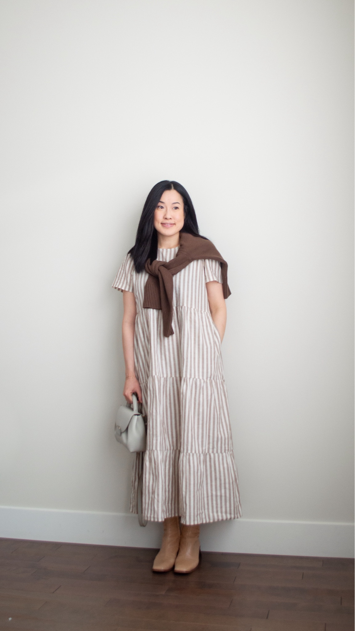 30% OFF TRADLANDS until 12/2 - includes this beautiful tiered midi dress in a cotton & linen blend. Use code HERSIMPLESOLE30. Wearing size XS. 

Everlane boxy sweater also currently 30% off! Wearing size XS.

Unavailable to link boots from L’intervalle and Polene bag.

#LTKCyberWeek #LTKStyleTip #LTKGiftGuide