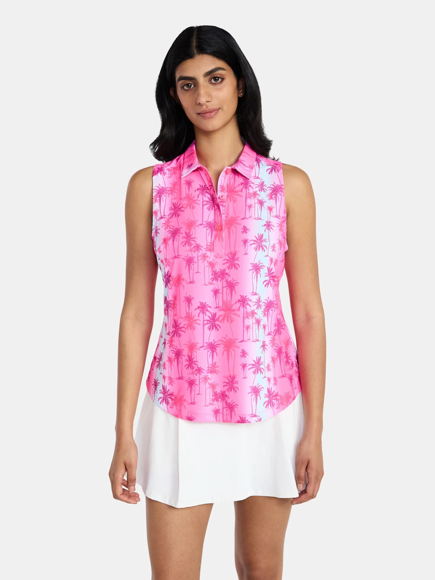Birdie Bound Women's Sleeveless Print Golf Polo Shirt with UPF 30+, Sizes XS-XXL | Walmart (US)